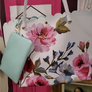 Pink and Blue Floral Tote Bag